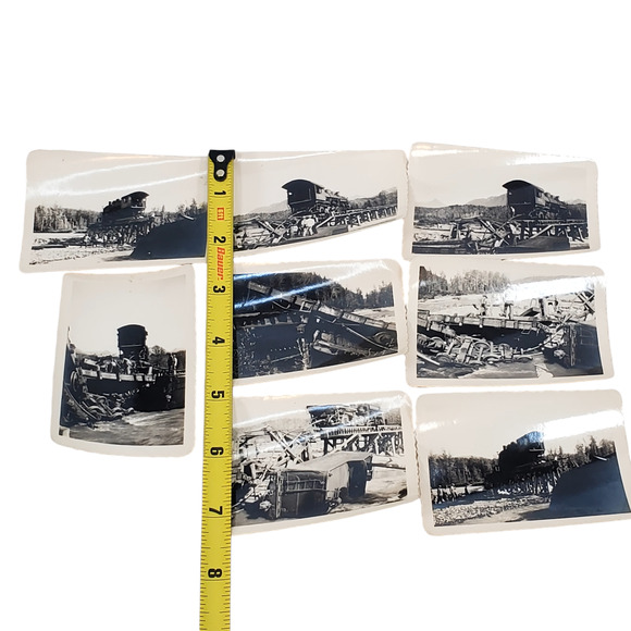 Lot of 8 Vtg Train Derailment Wreck Crash Monochrome Original Photography - Picture 8 of 8